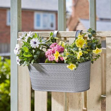 12in Fence & Balcony Hanging Planter - Aztec - Slate