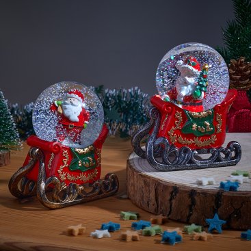 8cm Santa Sleigh SnowSpheres, Mixed Case