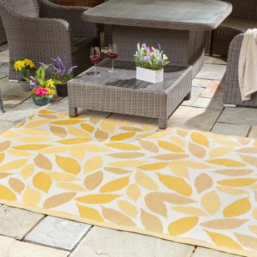 Alfresco Mats - FloraLeaves - Yellow - 180x240cm