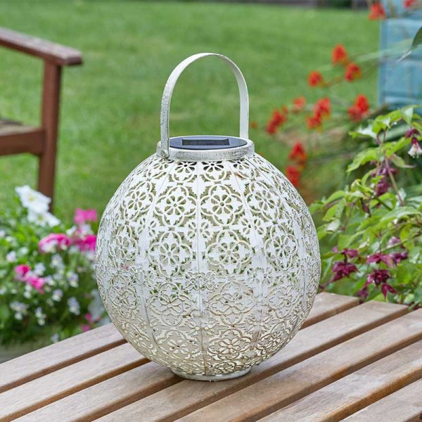 Solar damasque silver lantern deals
