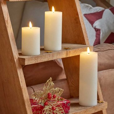 15cm Faux Flame Pillar Candle - White