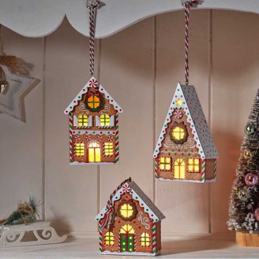 InLit Gingerbread Home Pendant, Mixed Case