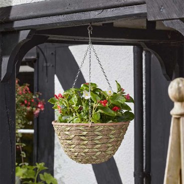 14in Faux Rattan Basket - Woodland