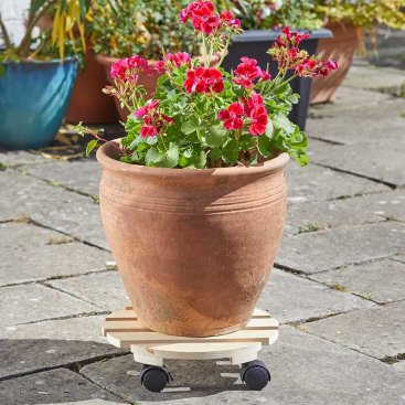 30cm Wooden Pot Caddy, Natural, FSC 1 30cm Wooden Pot Caddy, Natural, FSC 1