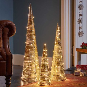 Champagne Braid TreeBelisks - Set of 3