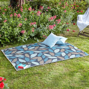 Alfresco Mats - FloraLeaves - Blue - 150 x 210cm