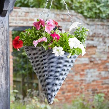 14in Slate Faux Rattan Hanging Cone 14in Slate Faux Rattan Hanging Cone