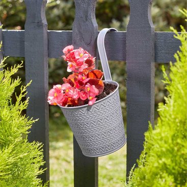 6in Fence & Balcony Hanging Pot  - Aztec - Slate