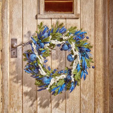 Sapphire Snow Wreath, 60cm