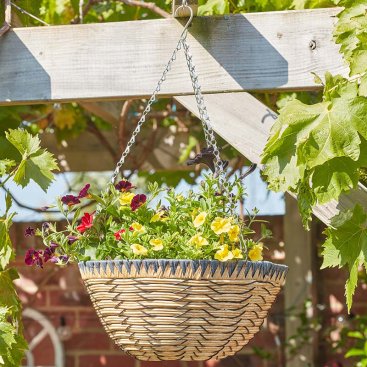 14in Savanna Faux Rattan Hanging Basket