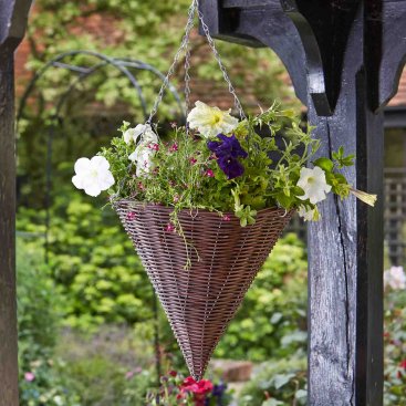 14in Chestnut Faux Rattan Hanging Cone 14in Chestnut Faux Rattan Hanging Cone