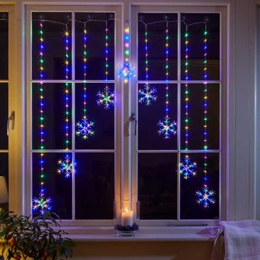 Snowflake Curtain String Lights - Multi Coloured
