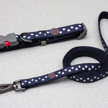 L (43cm-71cm) WalkAbout Dog Collar - Starry Navy