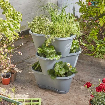 4 Stackable Planters - Slate