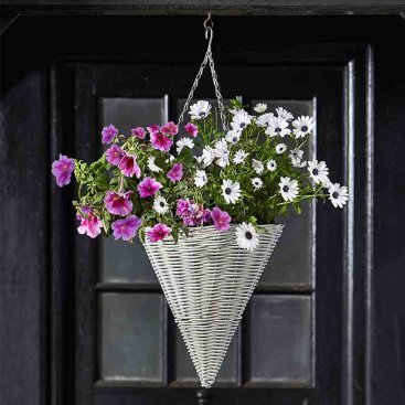 14in Seashell Faux Rattan Hanging Cone 14in Seashell Faux Rattan Hanging Cone