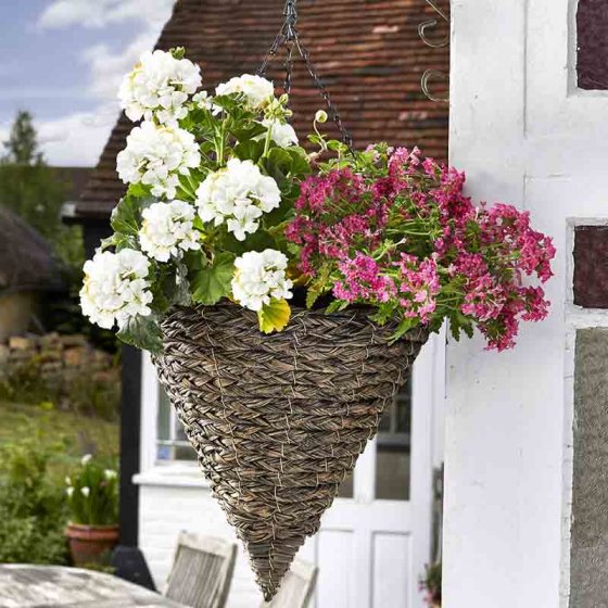 14in Tawny Faux Rattan Hanging Cone Smart Garden Products