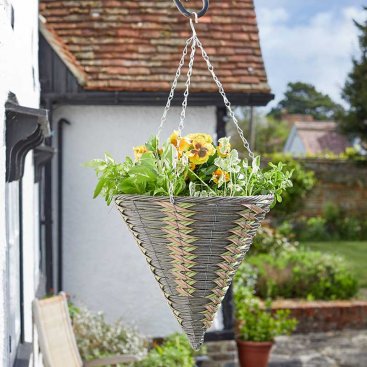 14in Faux Rattan Cone - Safari