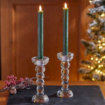 Faux Flame Table Candles, 2pk - Green