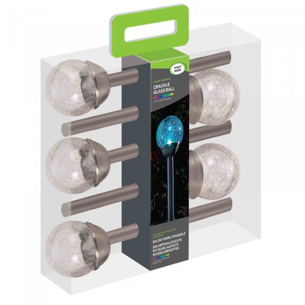 crackle globe stake light 5 pack smart garden products crackle glass globe solar lights