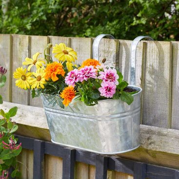 12in Fence & Balcony Hanging Planter - Galvanised 12in Fence & Balcony Hanging Planter - Galvanised