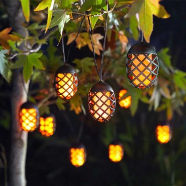 10 Flaming Solar String Lights - Set of 10