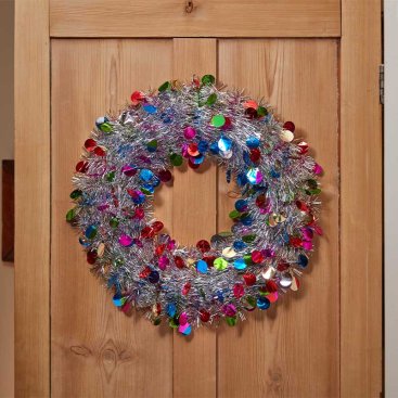 X-Bling! Silver Bauble Wreath - 45cm