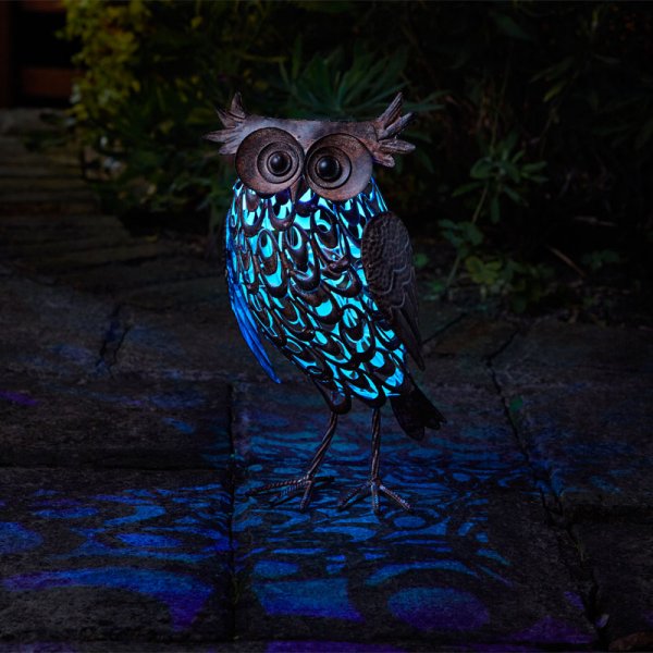 Smart Garden Metal Scroll Owl Solar Light