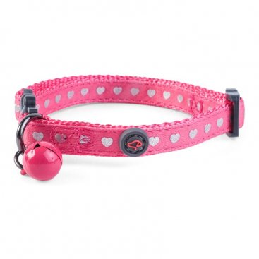 WonderLust Pink Shiny Heart Cat Collar