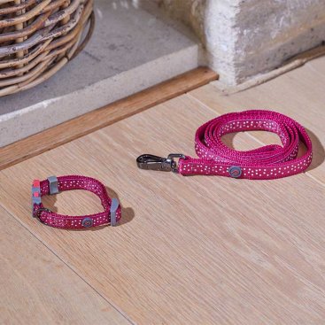 120 x 1.5cm WalkAbout Dog Lead/SML - Burgundy Polka