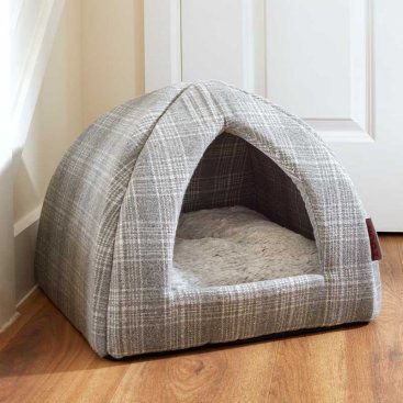 Grey Plaid Cat Igloo