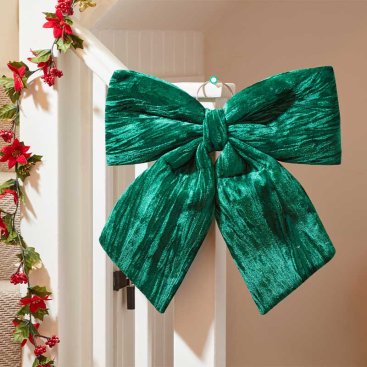 34cm Velvet Bow - Emerald