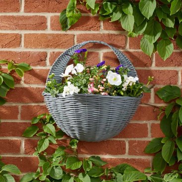 16in Faux Wall Basket Slate