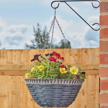 14in Tulsa Faux Rattan Hanging Basket