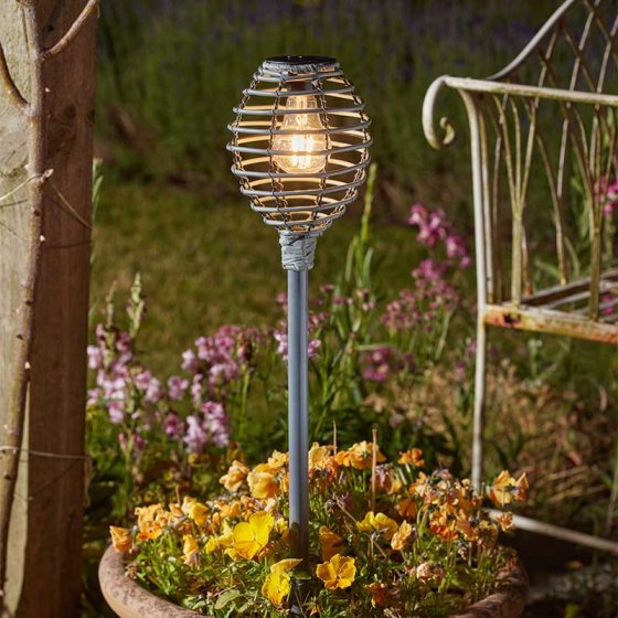 Lumina Faux Rattan Stake Light, POS 12 - Slate