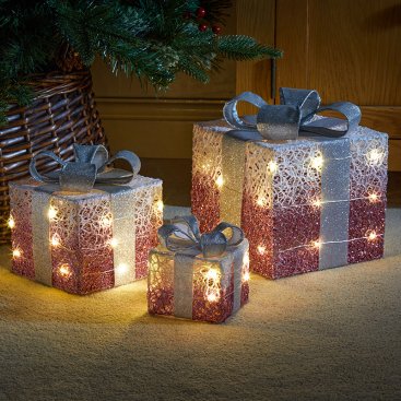 Pink Sparkly Faux Gift Boxes - Set of 3