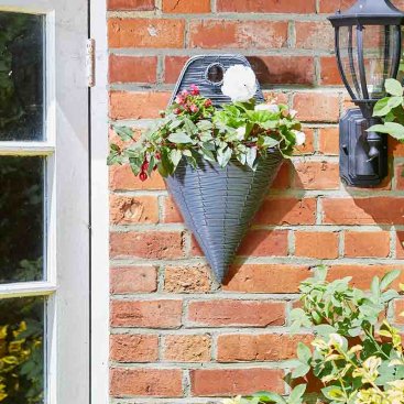 14in Slate Faux Rattan Wall Torch 14in Slate Faux Rattan Wall Torch