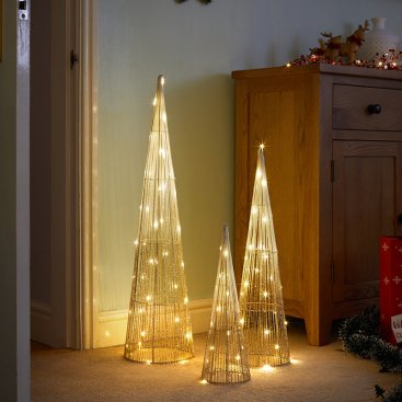 Gold Sparkly TreeBelisk - Set of 3