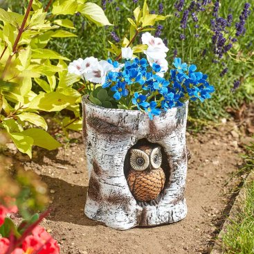 Owl Log Planter