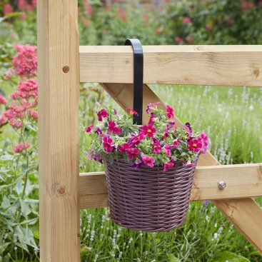 8in Faux Rattan Hanging Pot - Chestnut