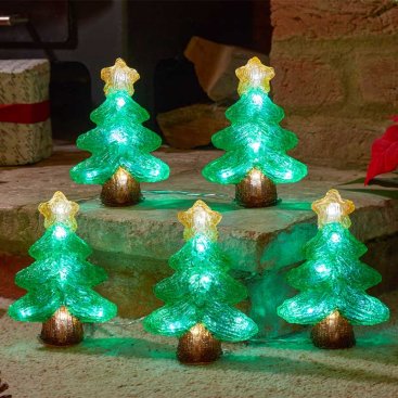 InLit Ice Christmas Trees - Set of 5